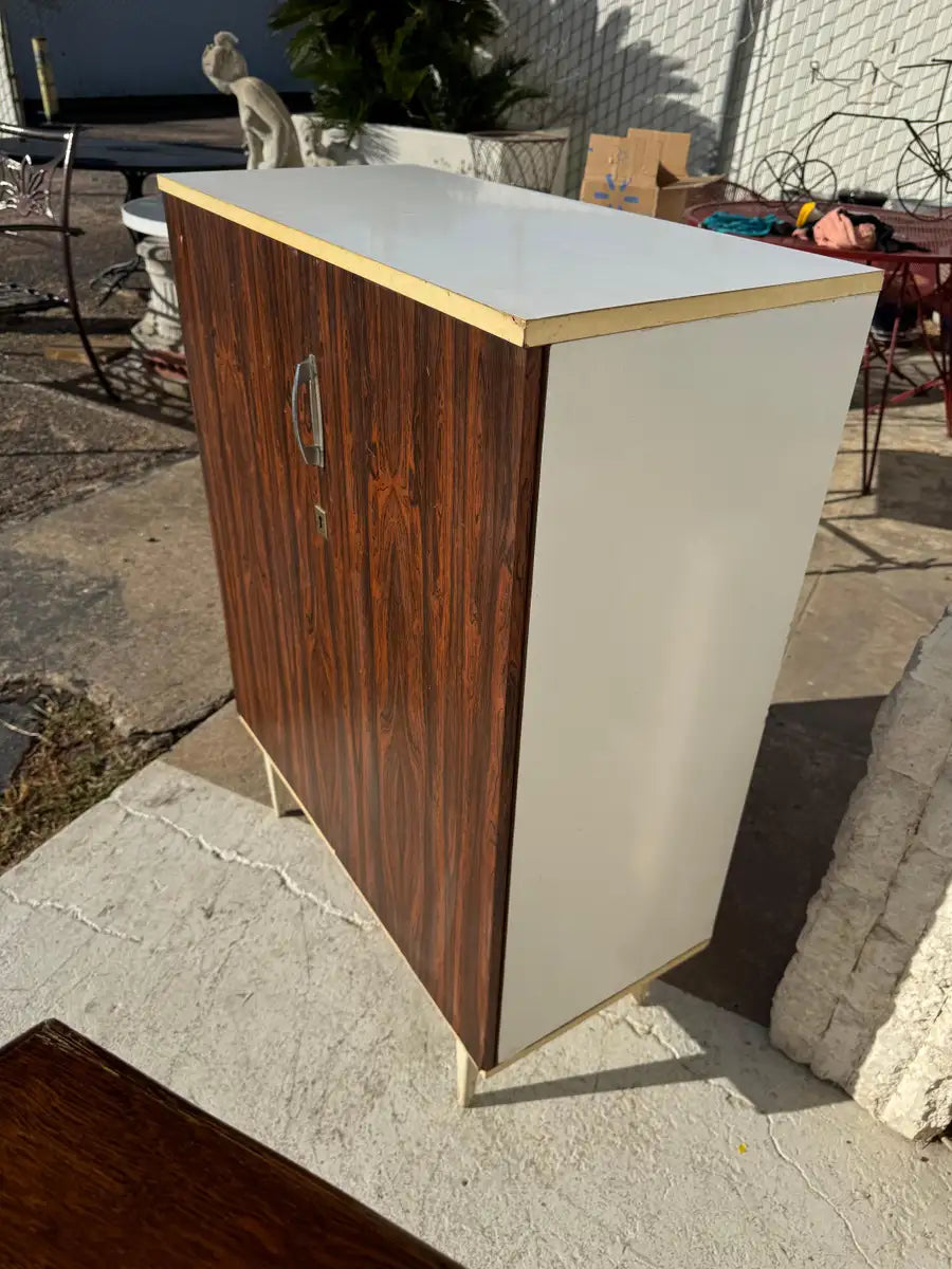 rosewood storage cabinet with minimalist silhouette