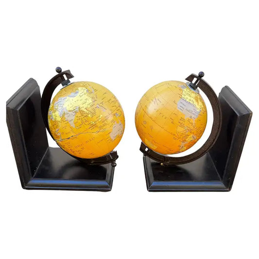 Rotating globe bookends pair