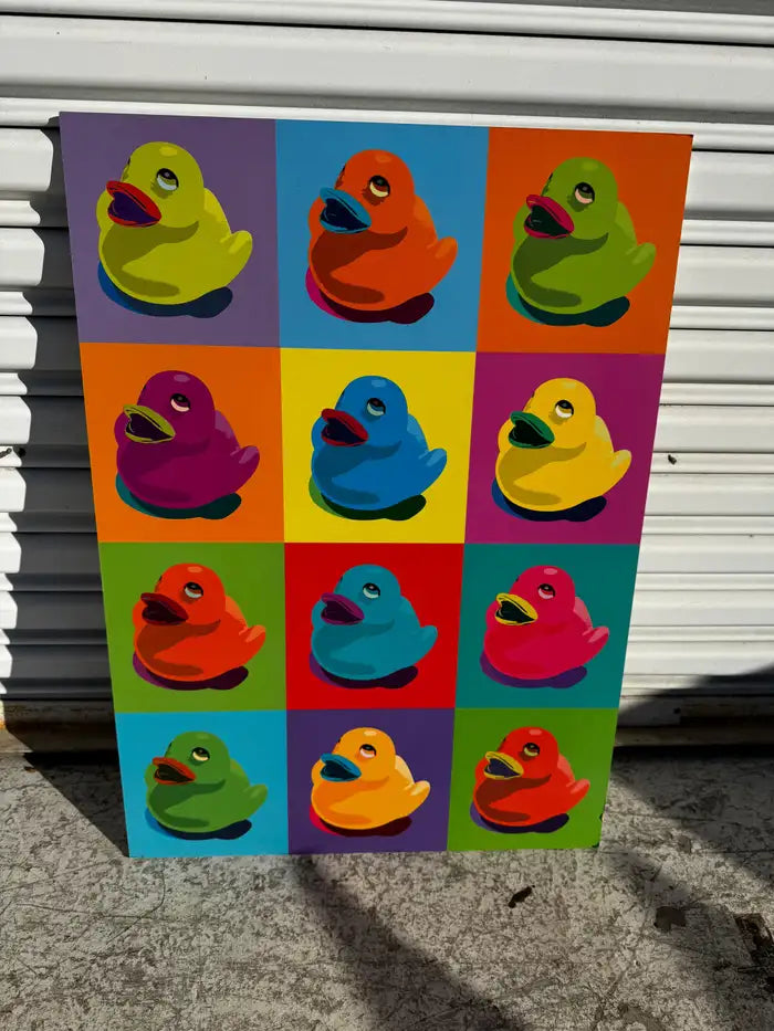 Warhol style rubber duck wall art on board