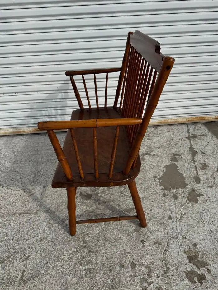 Rustic farmhouse spindle back wooden bench