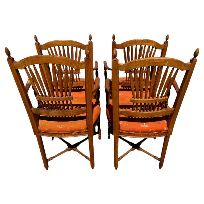 rustic french dining chairs walnut armchairs upholstered seats