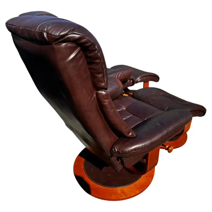 Scandinavian modern brown leather accent chair set