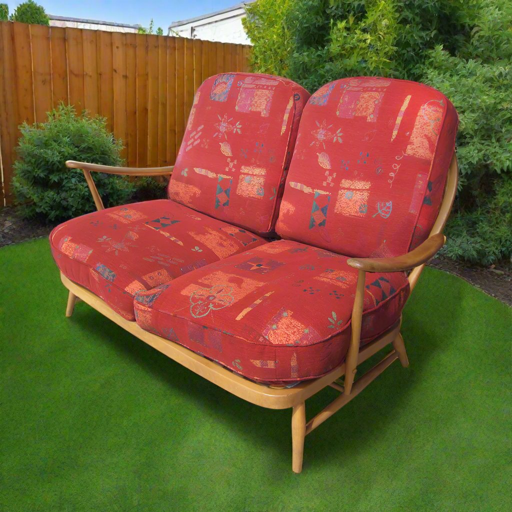 Vintage Scandinavian spindle back sofa settee