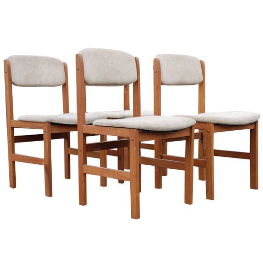 Scandinavian teak dining chairs beige upholstery