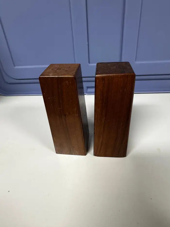 Sculptural rosewood salt and pepper set
