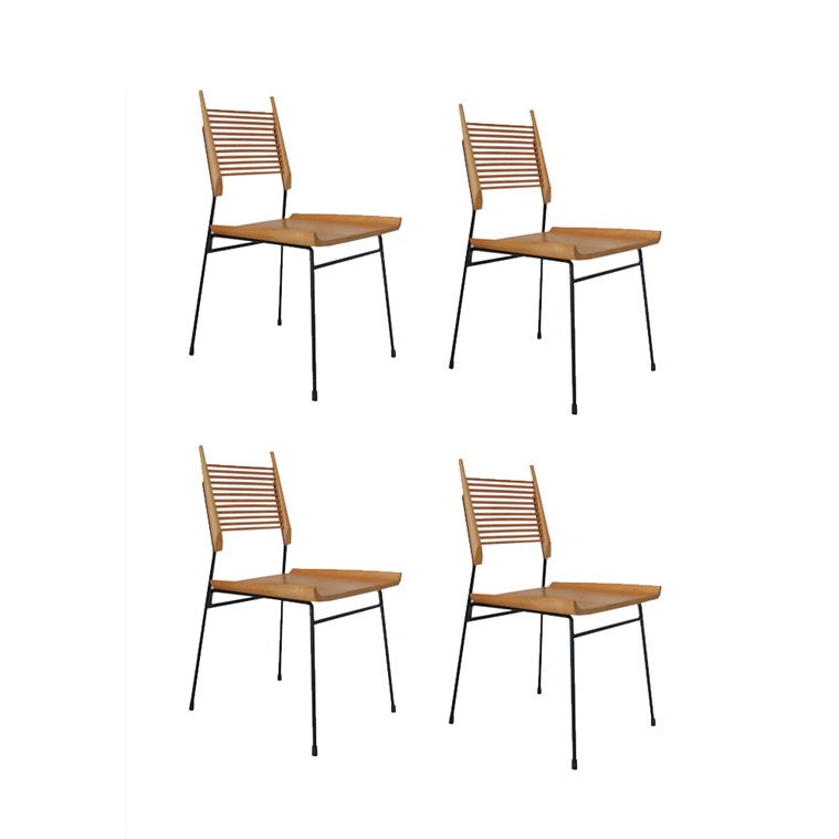 American modernist Paul McCobb dining chairs black metal legs.​