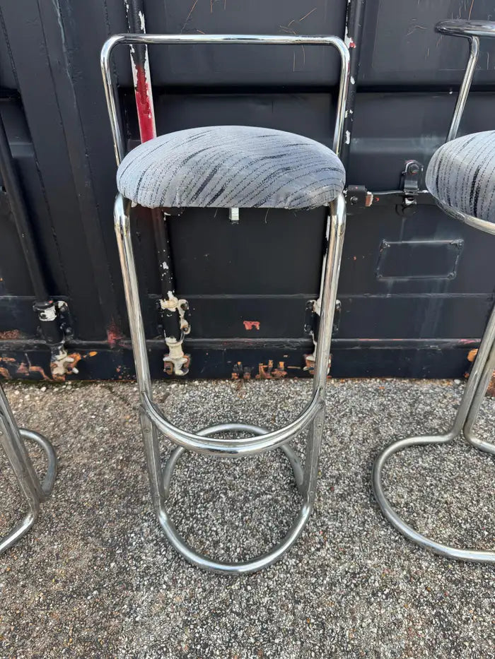 Modern chrome bar stools for kitchen island seating