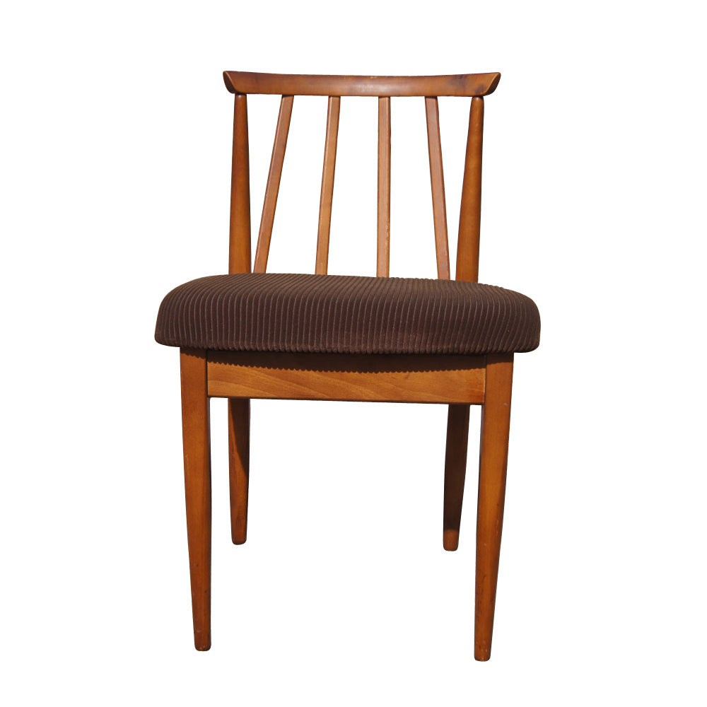 Vintage Danish modern dining chair brown corduroy seat Metro Retro