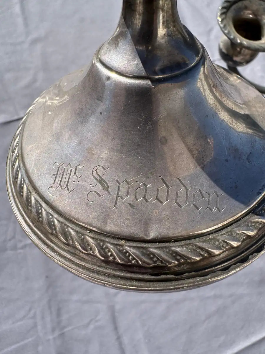 decorative silver three light candle stand