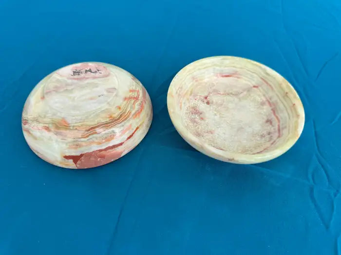 natural onyx bowls pair translucent stone texture