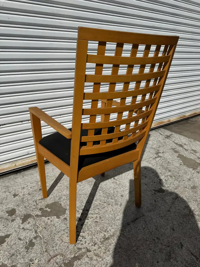 classic maple armchair open lattice back detail