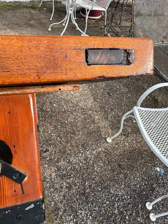 Solid oak trestle coffee table with nautical detail