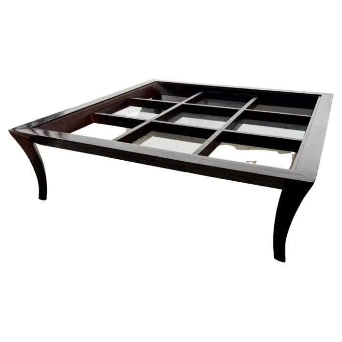 Square walnut and glass coffee table