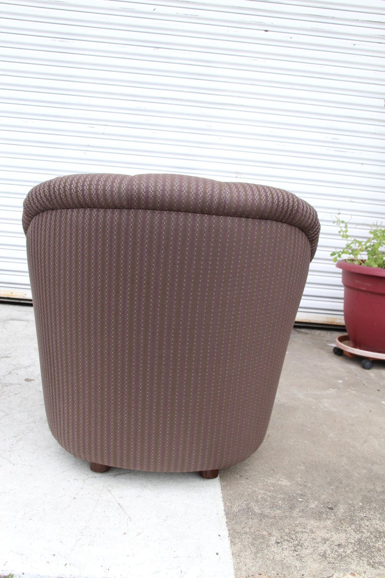 Modern statement accent chair with walnut legs