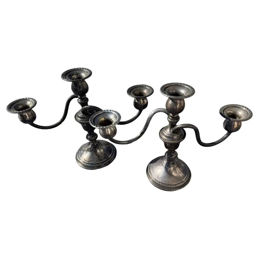 sterling silver three arm candelabra with polished finish