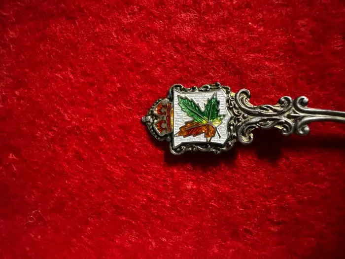 Sterling silver enamel salt spoon detail