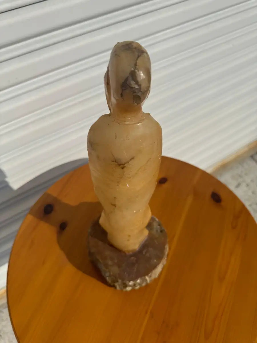 Asian inspired monk statue meditation stone carving