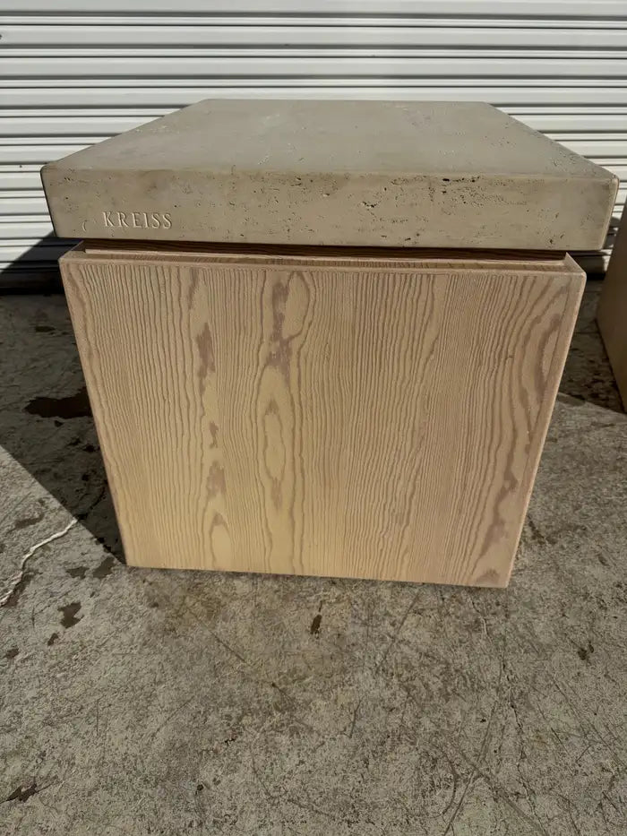 Marble look travertine nightstand