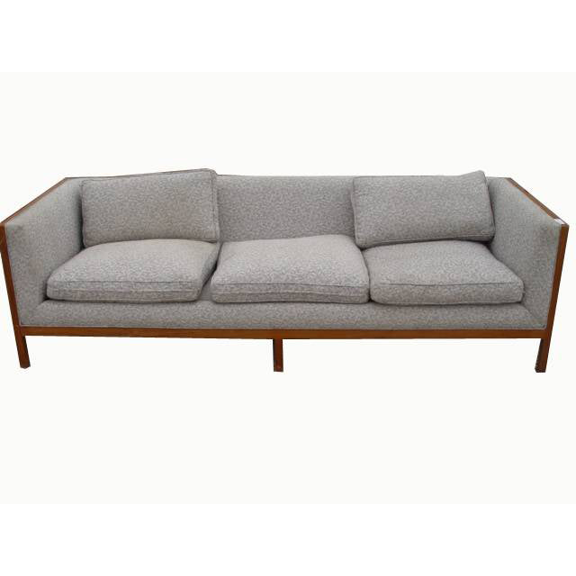 Stow Davis sofa lounge chair set wood arms midcentury