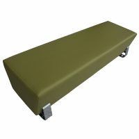 Minimalist green bench chrome block feet living room accent