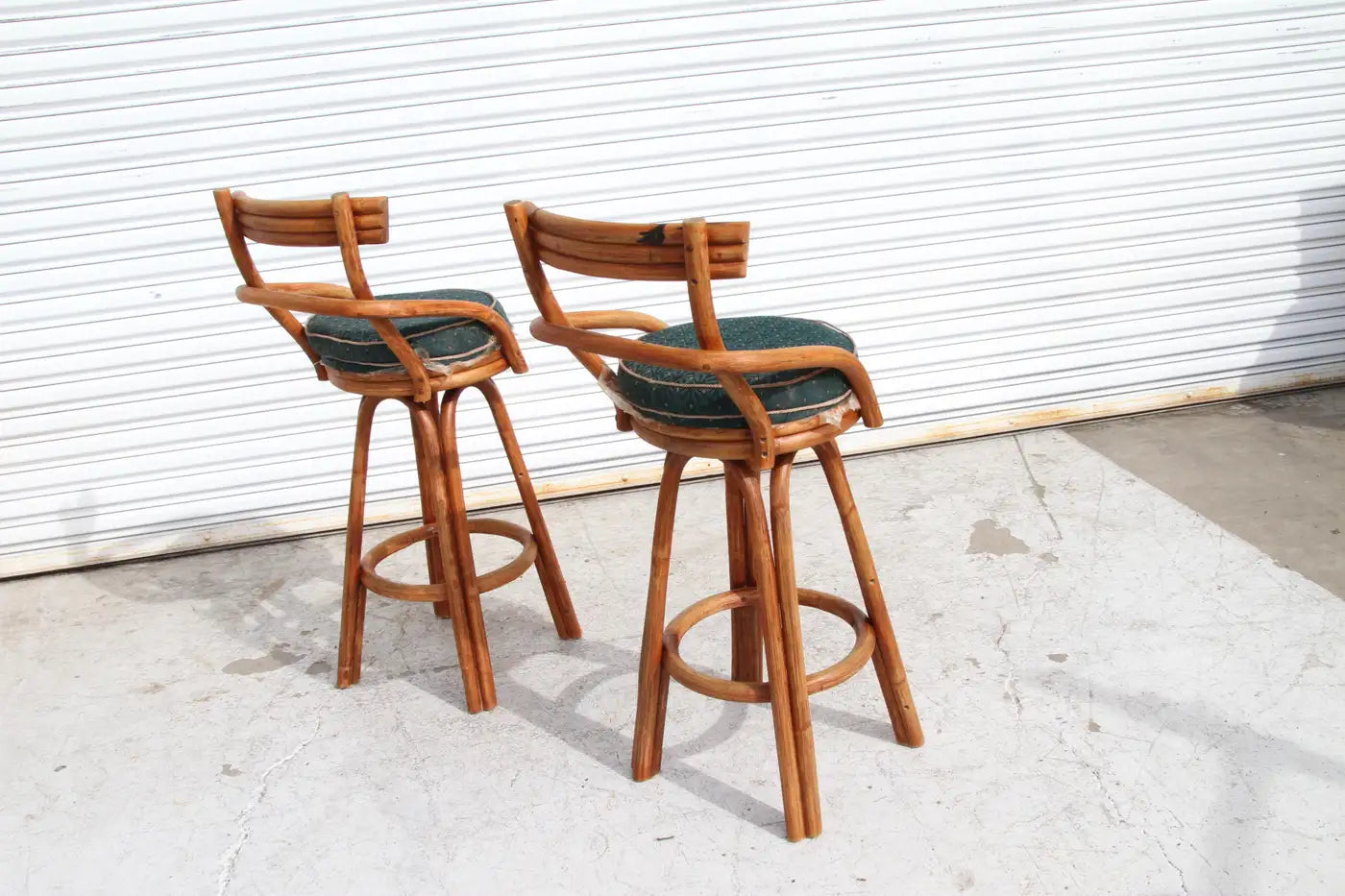Iconic bentwood green cushion breakfast bar stools