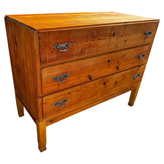 Antique Swedish pine three drawer chest