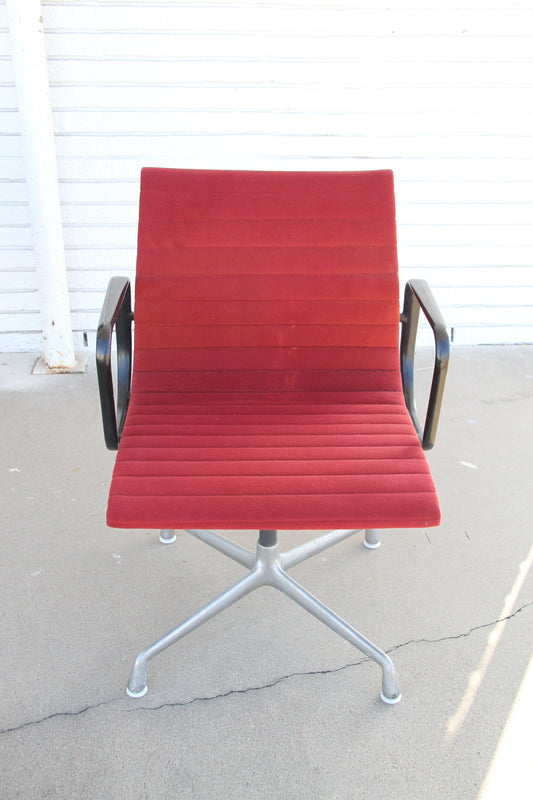 Vintage Herman Miller Aluminum Group Red Fabric Chair