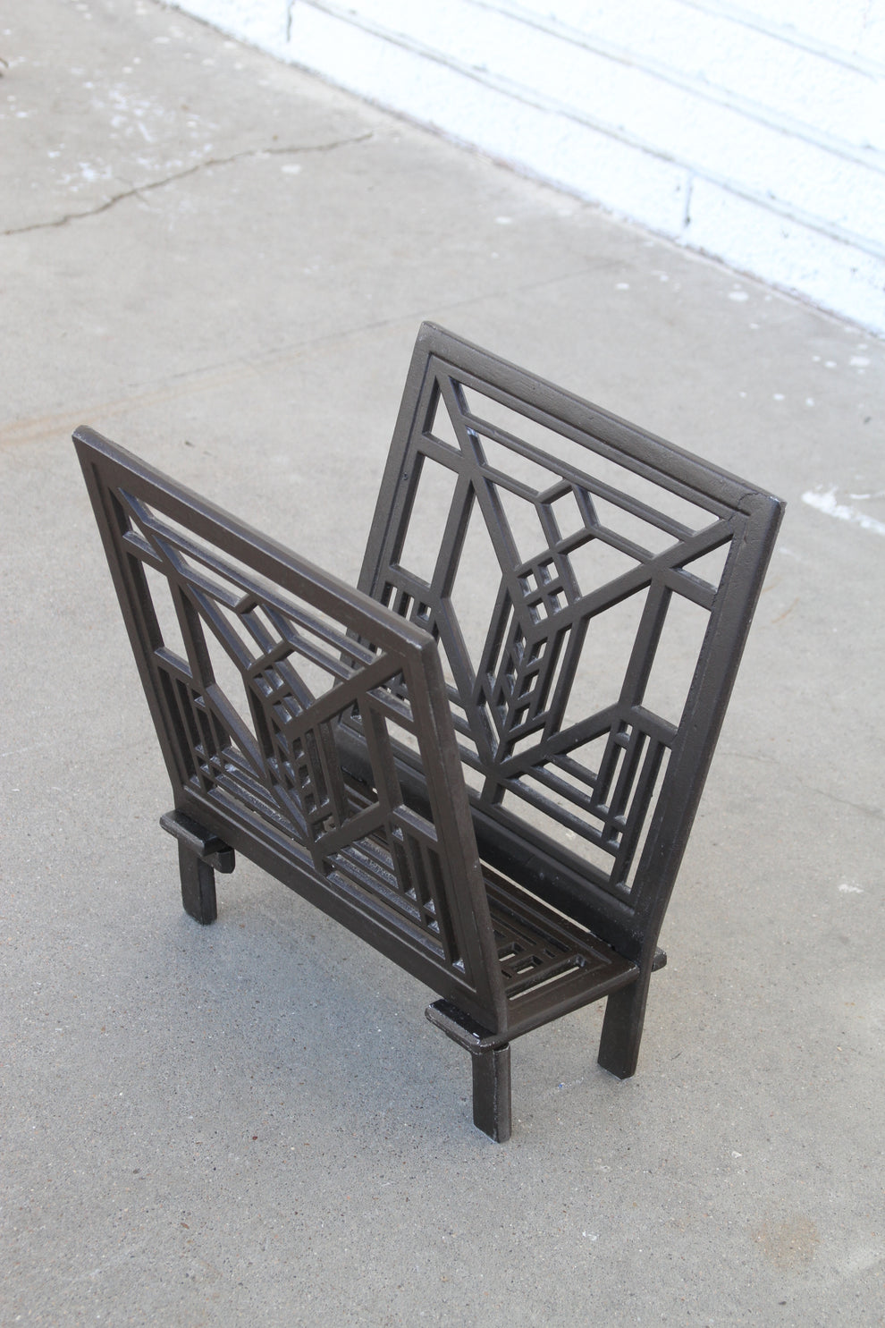 Vintage Frank Lloyd Wright Metal Magazine Rack | Metro Retro Furniture