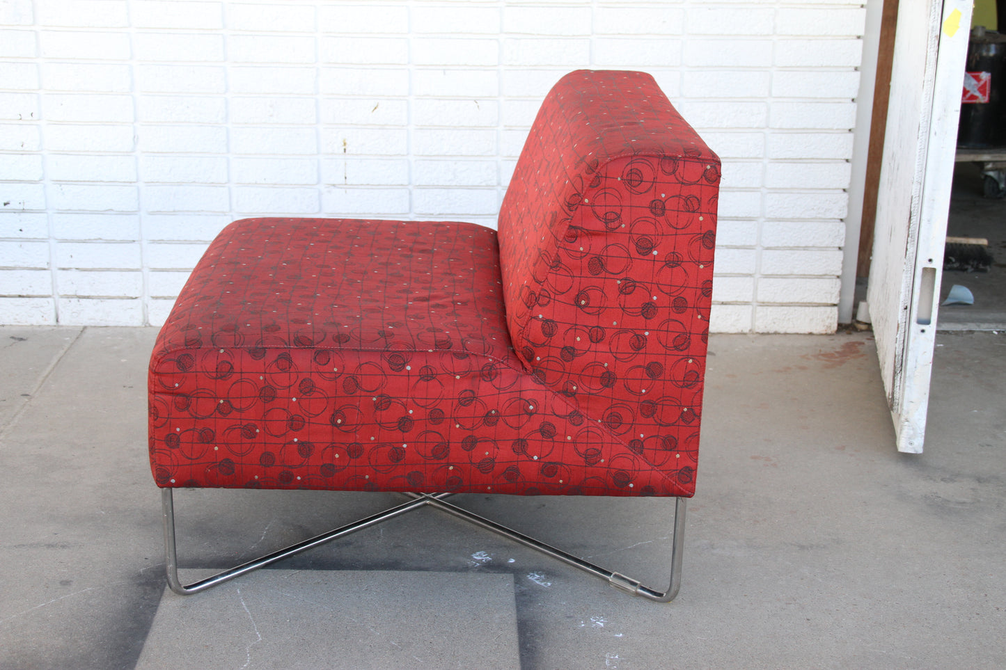 Red Fabric with Metal Base Lounge Chair by Bernhardt