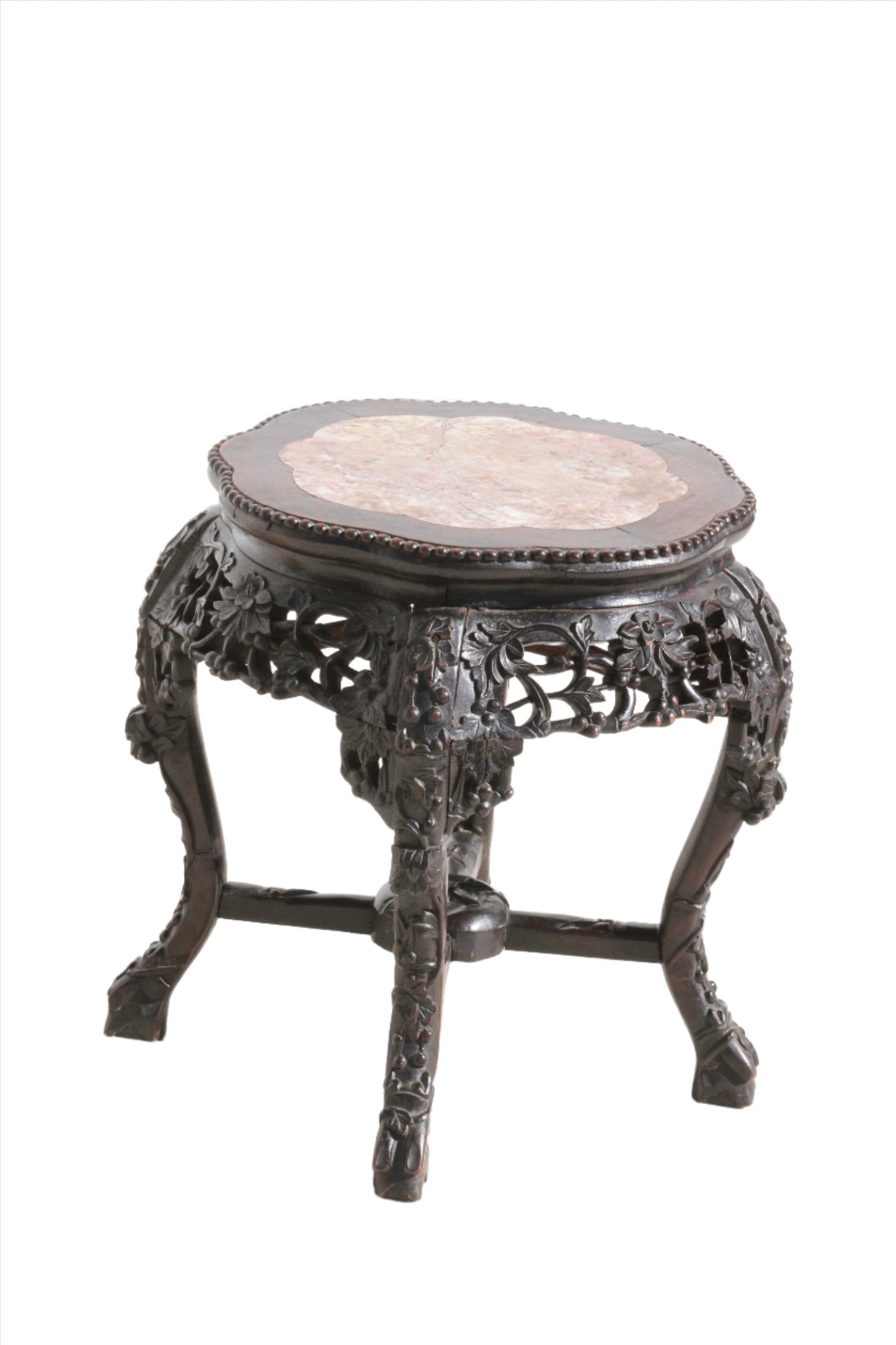 the beauty of traditional Chinese craftsmanship in this hardwood pot stand. The marble inset top offers a perfect blend of functionality and aesthetic appeal.