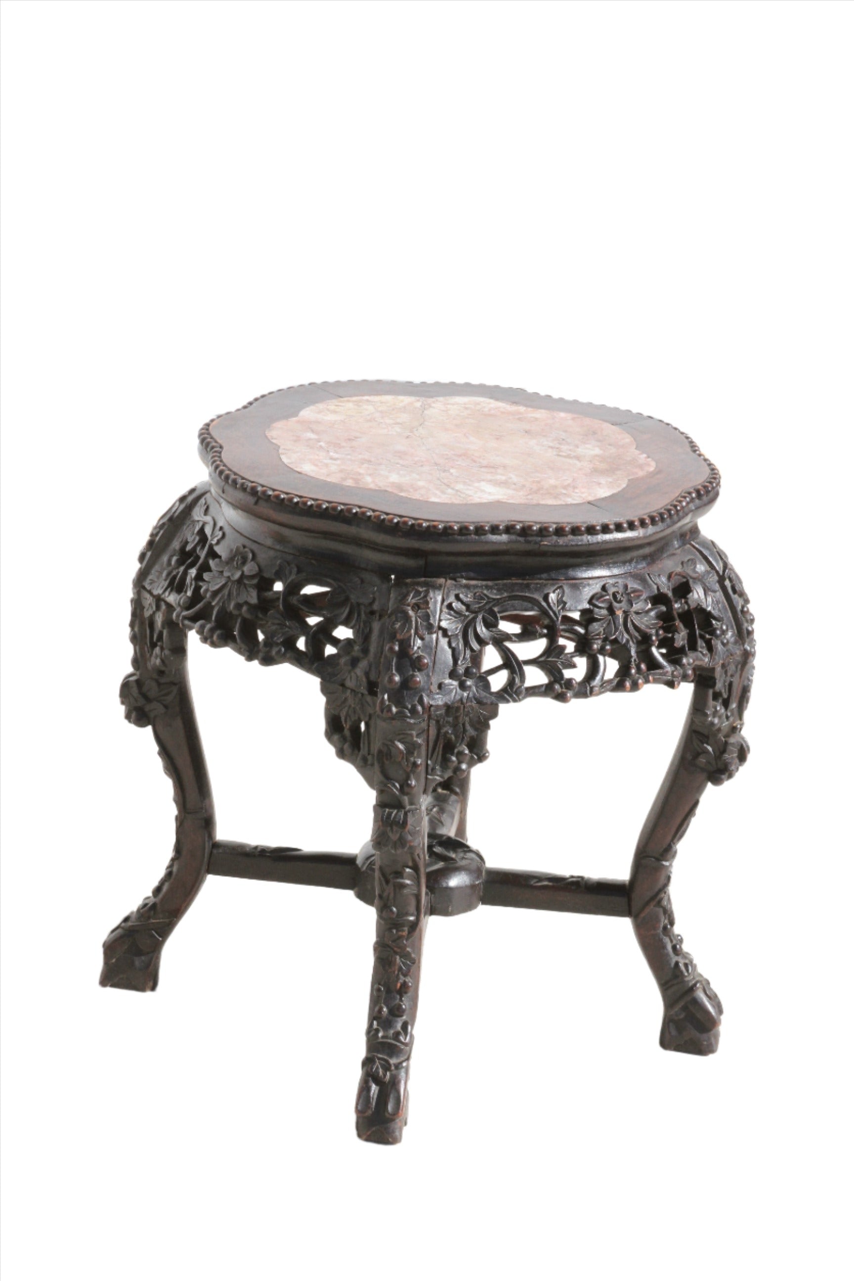 the beauty of traditional Chinese craftsmanship in this hardwood pot stand. The marble inset top offers a perfect blend of functionality and aesthetic appeal.