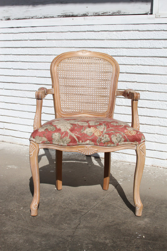 Carved French Style King Cane Back Chair