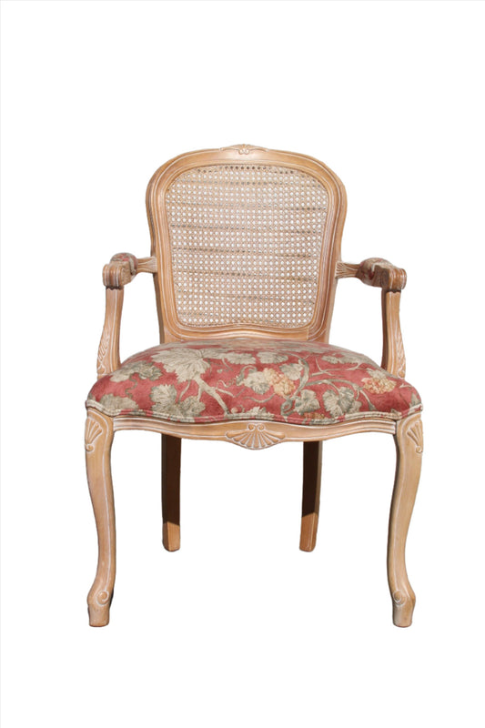 Carved French Style King Cane Back Chair