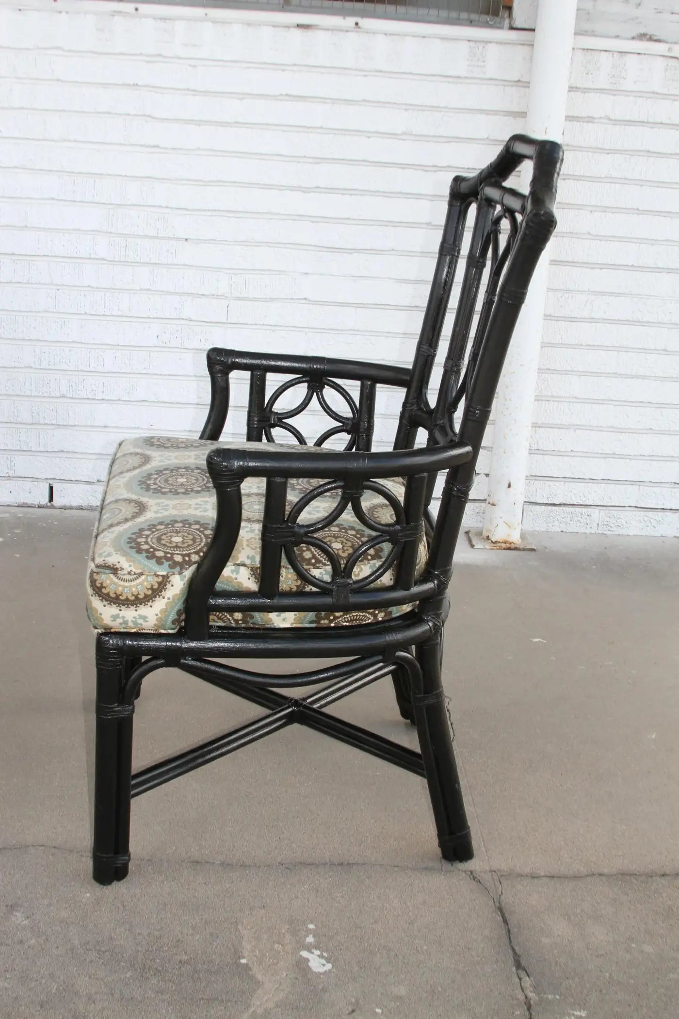 6 Ficks Reed Rattan Black Dining Chairs