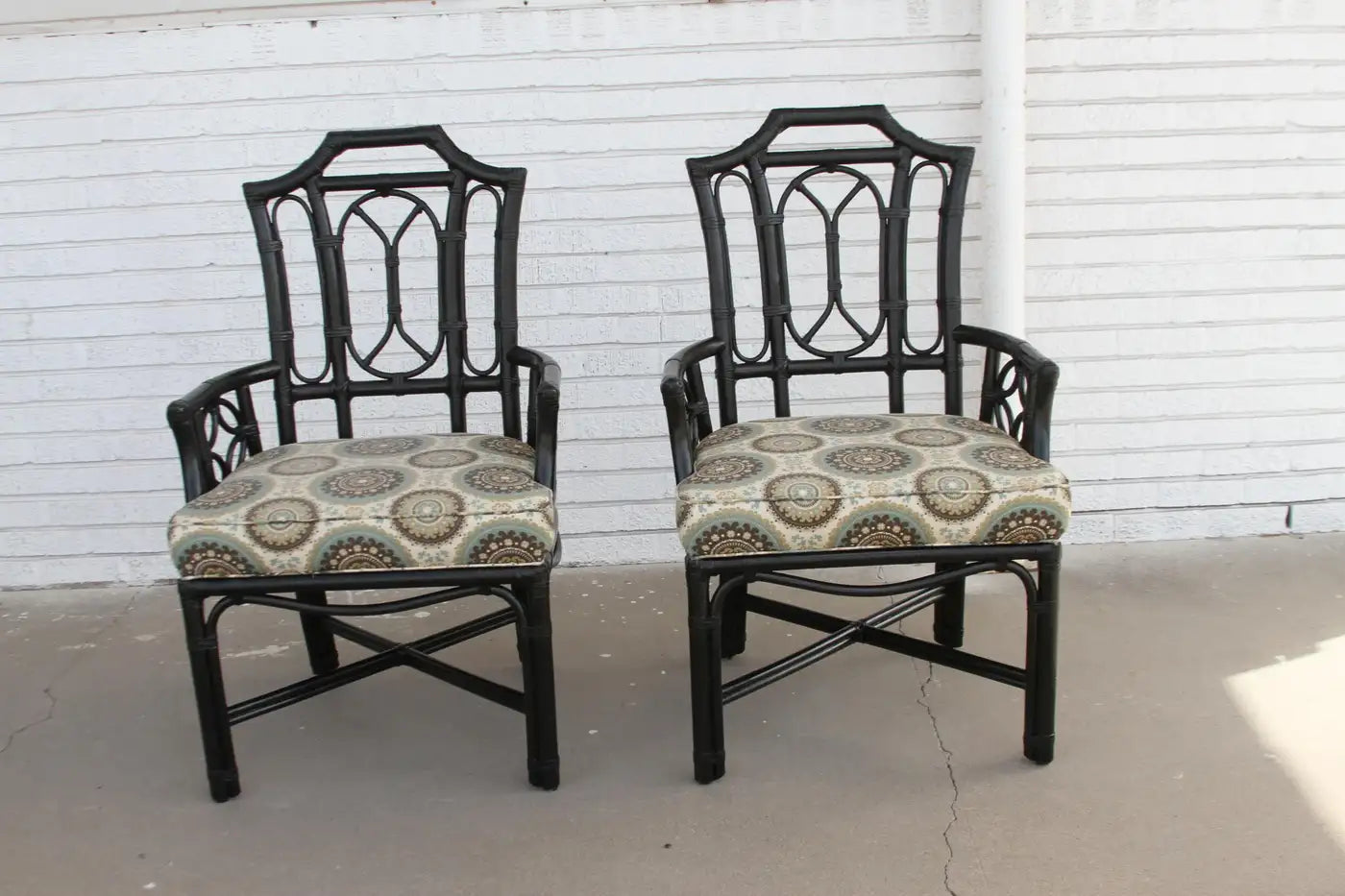 6 Ficks Reed Rattan Black Dining Chairs