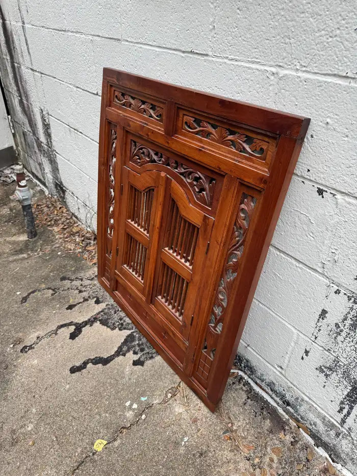 Antique inspired farmhouse mirror with louvered shutters