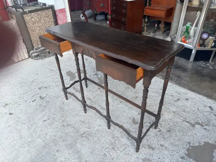 Carved wood hallway table with classic decorative furniture design