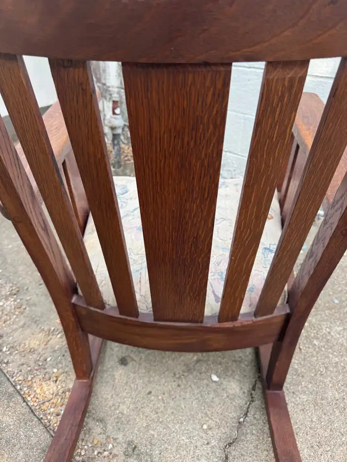 Vintage Arts and Crafts rocker with solid wood frame