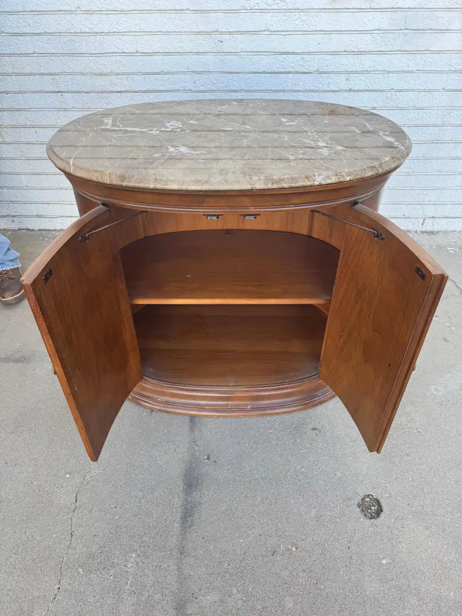 traditional marble top cabinet with detailed wood finish