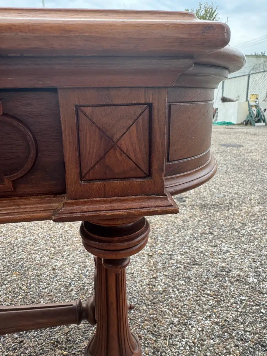 Statement office desk with intricate woodwork and drawers