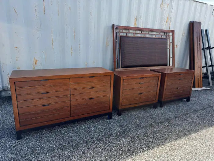 Transitional walnut bedroom nightstands