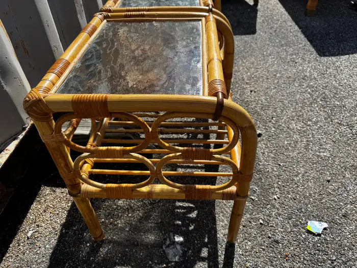 Bohemian bamboo living room end tables