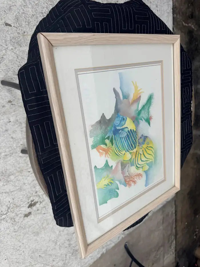 Marine life art print showcasing exotic angelfish