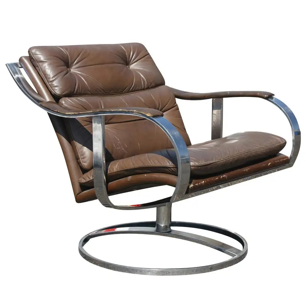 Designer Steelcase brown leather armchair