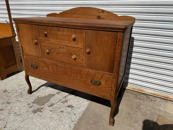 turn of century oak sideboard storage cabinet