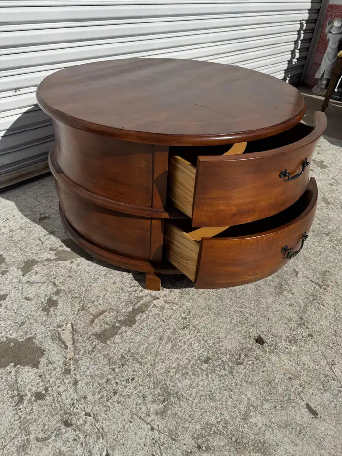 Mahogany coffee table with integrated drawers