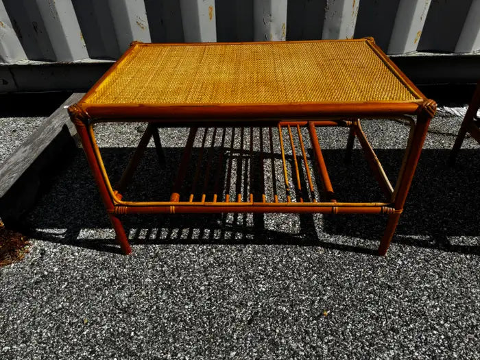 Vintage style bamboo and rattan living room coffee table