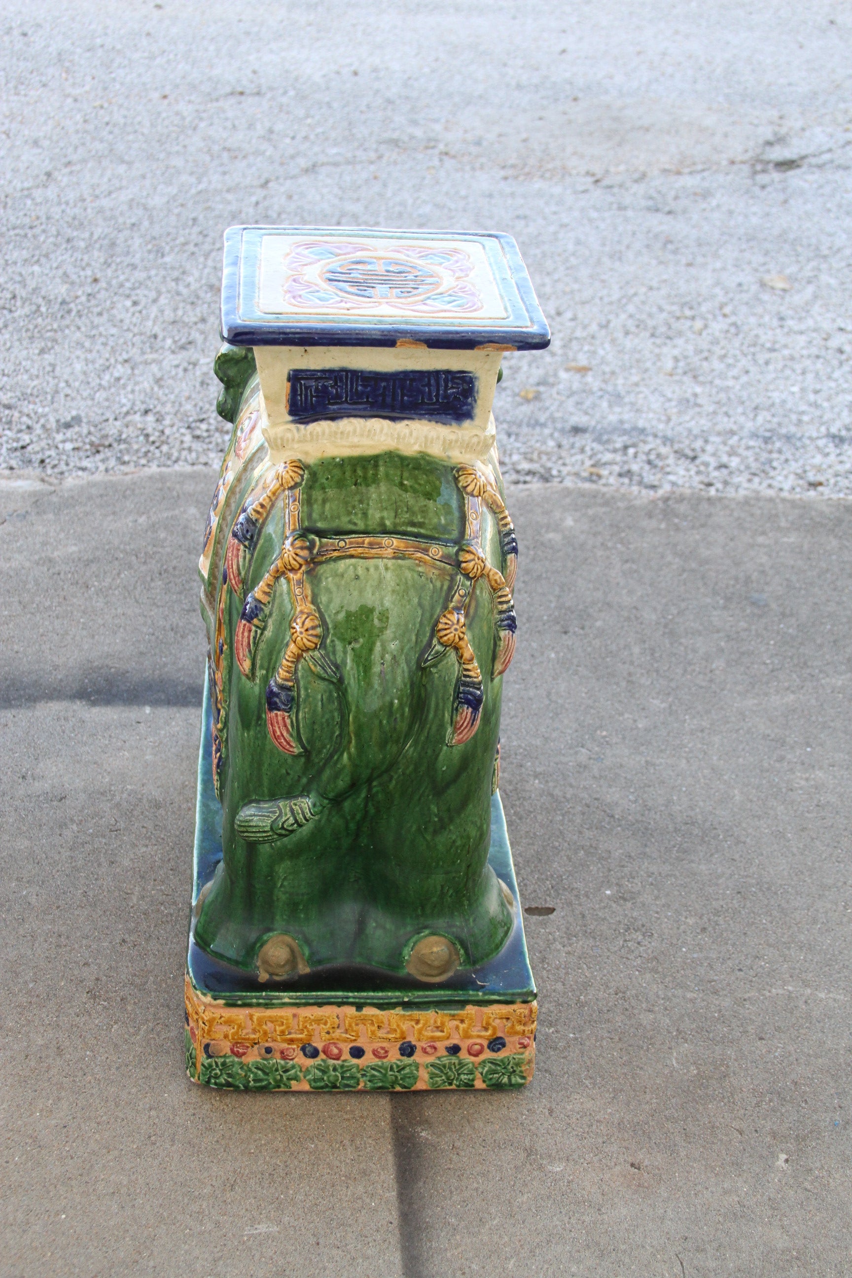 Antique green ceramic Satsuma stool