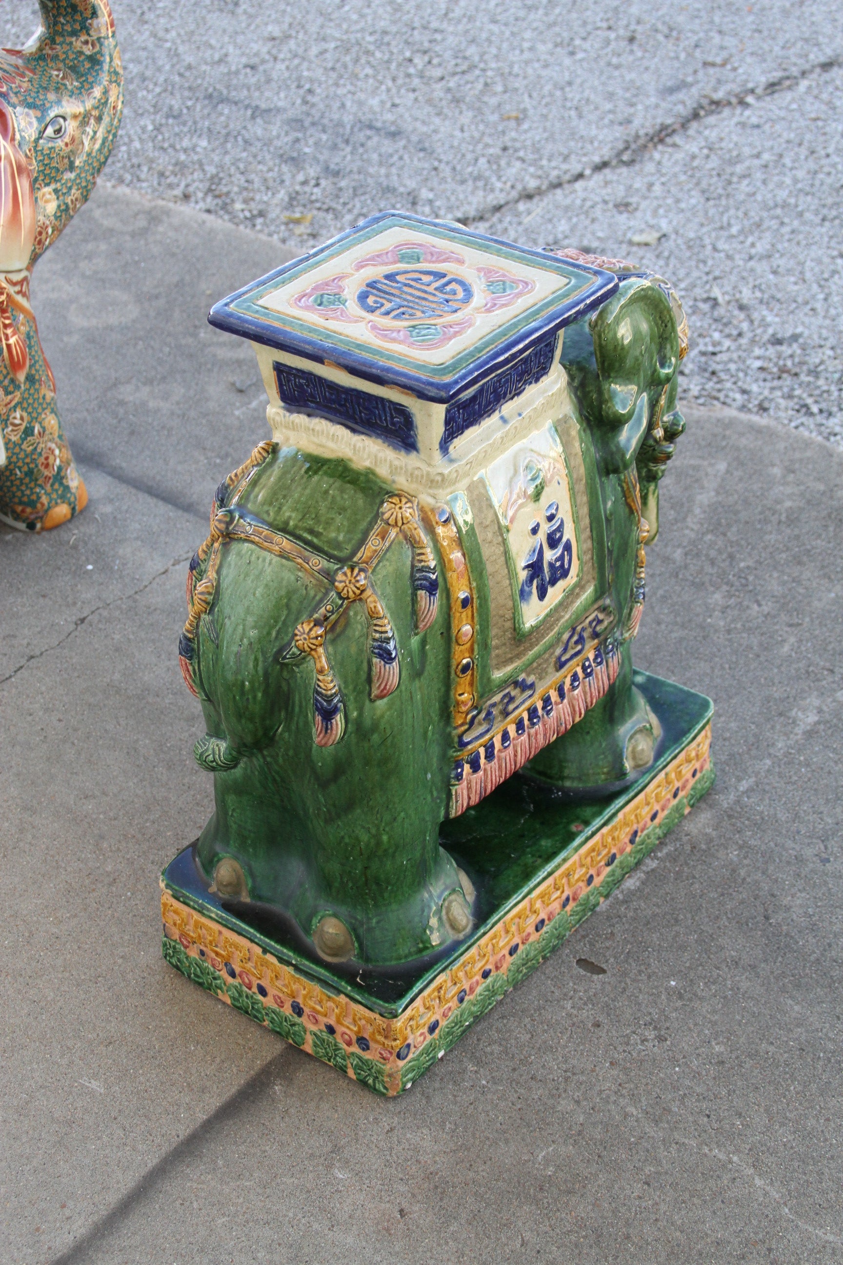 Oriental garden stool with green glaze