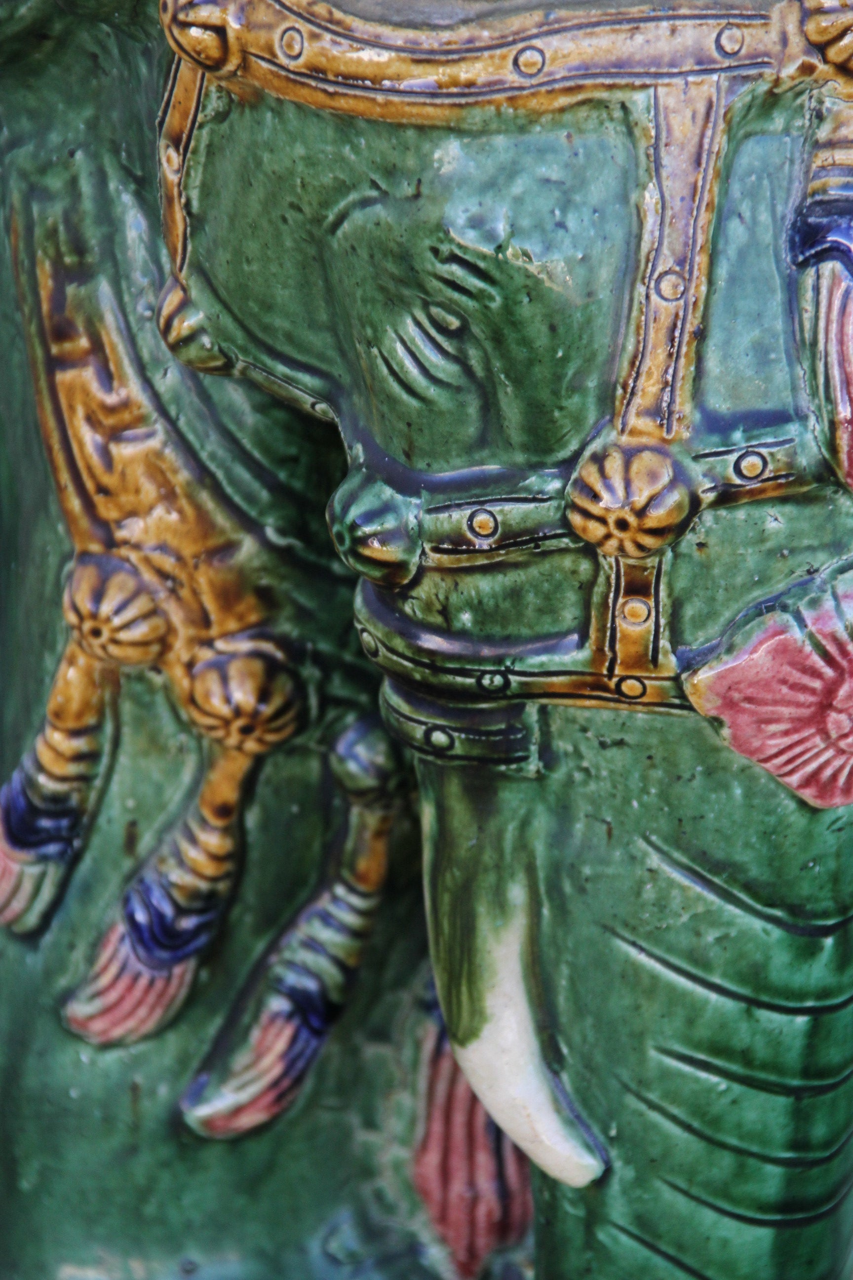 Japanese-style green ceramic garden stool